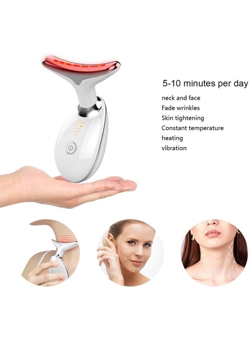 Face Massager, Face Beauty Device, Facial Lifting Therapy Machine EMS Face Massager Anti Wrinkle Skin Tightening Reduce Double Chin Skin Care Tools 7 Colour Modes- White - Image 4
